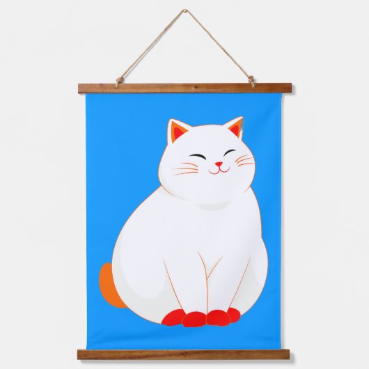 ピーチズ・ザ・スマイリングキャット 吊り下げ型タペストリー (正面)