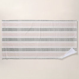 ピーチセージモダンミニマリストストライプボホ ビーチタオル