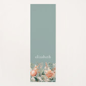 ピーチセージ緑ボーホウォーターの色フローラ ヨガマット (正面)