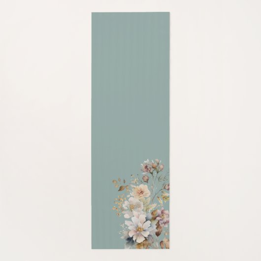 ピーチセージ緑ボーホウォーターの色フローラ ヨガマット (裏面)