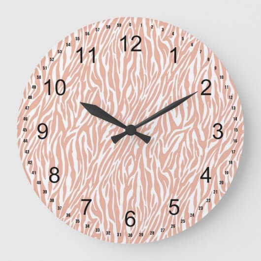 ピーチゼブラプリント ラージ壁時計 (正面)