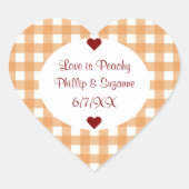 ピーチゼリー結婚式の引き出物瓶シールのラベル ハートシール (正面)