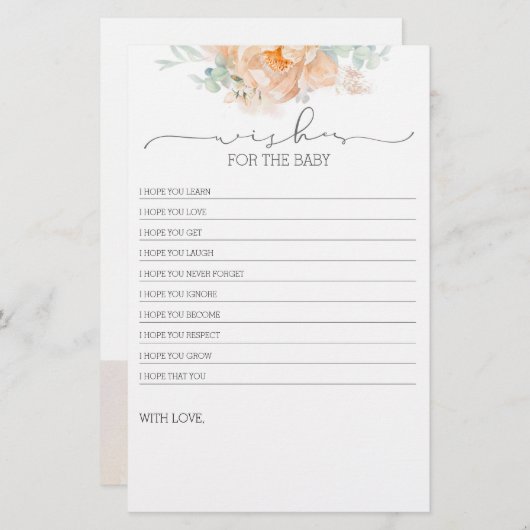 ピーチソフトフラワーベビーシャワーゲーム (正面/裏面)