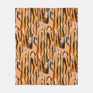 ピーチタイガーストライプパターン フリースブランケット