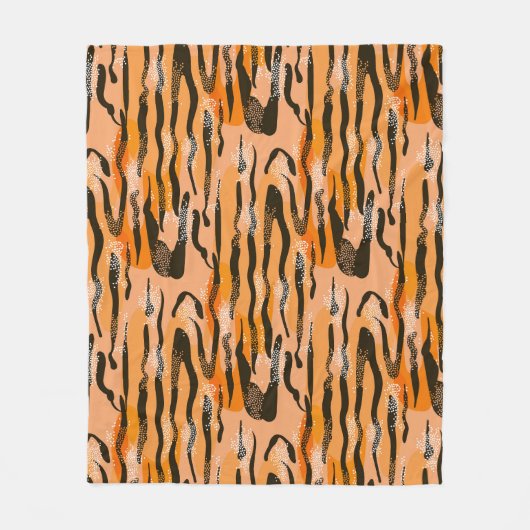 ピーチタイガーストライプパターン フリースブランケット (正面)
