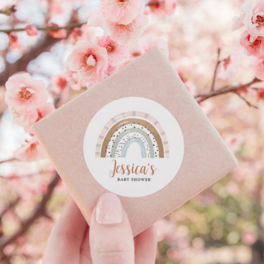 ピーチタンセージBOHOレインボーベビーシャワー ラウンドシール