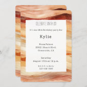 ピーチダスティクリームウェーブズ誕生日 招待状 (正面/裏面)