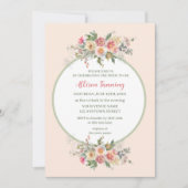 ピーチダスティピンクローズウォーターブライダルシャワー 招待状 (正面)