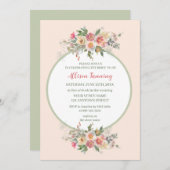 ピーチダスティピンクローズウォーターブライダルシャワー 招待状 (正面/裏面)