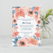 ピーチダスティブルーバラウォーターカラーブライダルシャワー 招待状 (スタンド正面)