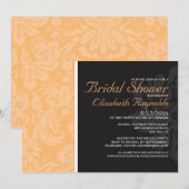 ピーチダマスクブライダルシャワー招待状 招待状 (正面/裏面)