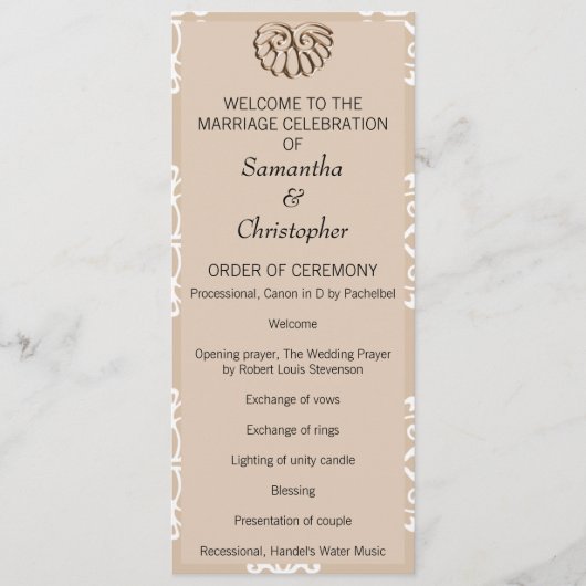 ピーチダマスク結婚式プログラム プログラム (正面)