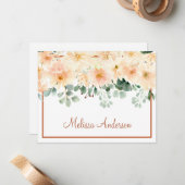 ピーチダリアウォーターカラーフローラ秋 ノートカード (正面/裏面インサイチュ)