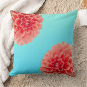 ピーチダリア&アクアブルー クッション (ブランケット)