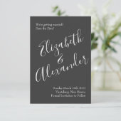 ピーチチャコールグレーピーニー結婚バラの救日付 招待状 (スタンド正面)