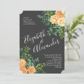 ピーチチャコールグレーピーニー&バラフローラ結婚ズ 招待状 (スタンド正面)