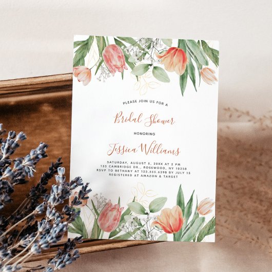 ピーチチューリップブライダルシャワー 招待状