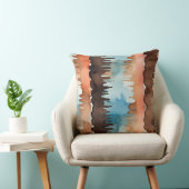 ピーチチョコレートアンドブルー抽象芸術 クッション (椅子)