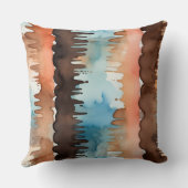 ピーチチョコレートアンドブルー抽象芸術 クッション (裏面)