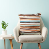 ピーチチョコレートティール（緑がかった色）ストライプ クッション (椅子)