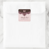 ピーチチョコレートヴィンテージ結婚式名日付S434 スクエアシール (バッグ)