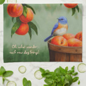 ピーチツリーオーチャードのブルーバード キッチンタオル (折り畳み)