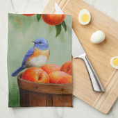 ピーチツリーオーチャードのブルーバード キッチンタオル (四つ折り)