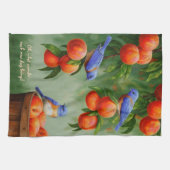 ピーチツリーオーチャードのブルーバード キッチンタオル (横)