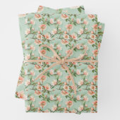 ピーチツリーフラワーズフローラ植物花プリント ラッピングペーパーシート (インサイチュ)