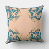 ピーチティール（緑がかった色）アールヌーボー クッション (裏面)