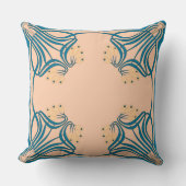 ピーチティール（緑がかった色）アールヌーボー クッション (正面)