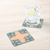 ピーチティール（緑がかった色）アールヌーボー スクエアペーパーコースター (インサイチュ)