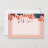 ピーチティール（緑がかった色）グリーンブルゴーニュバラ結婚ズリザーブド ノートカード (正面)