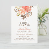 ピーチテラコッタオレンジフローラブライダルシャワー 招待状 (スタンド正面)