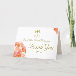 ピーチテラコッタバラカソリッ結婚クス サンキューカード