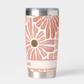 ピーチテラコッタボホフラワーパターンモノグラム 保温保冷タンブラー (背面)