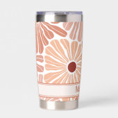 ピーチテラコッタボホフラワーパターンモノグラム 保温保冷タンブラー (正面)