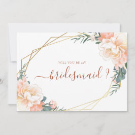 ピーチテラコッタ金ゴールドは私の花嫁になる 招待状