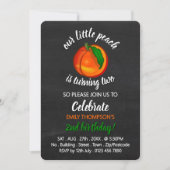 ピーチデザイン、私たちのリトルピーチ、誕生日 招待状 (正面)