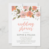 ピーチデリケートフローラウェディングシャワー招待状 招待状 (正面)