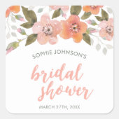 ピーチデリケートフローラブライダルシャワー スクエアシール (正面)