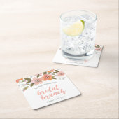 ピーチデリケートフローラブライダルシャワー スクエアペーパーコースター (インサイチュ)