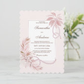 ピーチトロピカルテーマウェディングパーティーテンプレート 招待状 (スタンド正面)