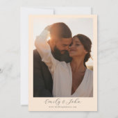 ピーチトロピカルフラワーグリーン結婚リー写真 セーブザデート (裏面)