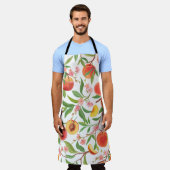 ピーチトロピカルフルーツヴィンテージ模様。 エプロン (着用した状態)