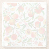 ピーチトロピカルフルーツヴィンテージ模様。 ガラスコースター (裏面)