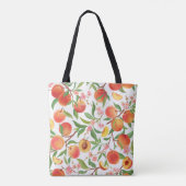ピーチトロピカルフルーツヴィンテージ模様。 トートバッグ (裏面)