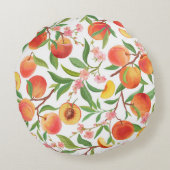 ピーチトロピカルフルーツヴィンテージ模様。 ラウンドクッション (裏面)