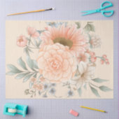 ピーチトーンウォーターカラーガーデンフラワーデコップページ 薄葉紙 (クラフト)