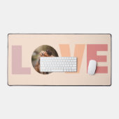 ピーチドッグフォトラブタイポグラフィデスクマット デスクマット (キーボード&マウス)